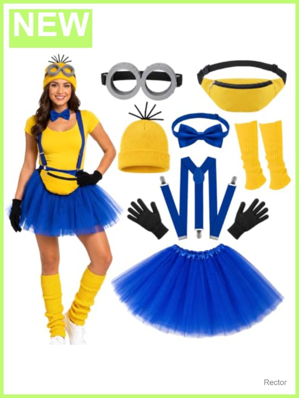 10Pc Halloween Costume Accessory Set Tutu Suspenders Gloves Leg Warmers